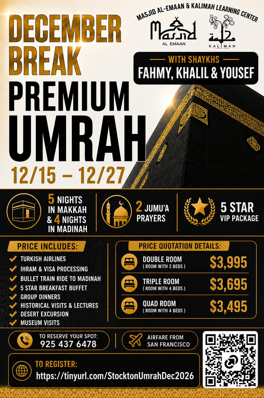 Event Flyer — December Break Premium Umrah, Dec 15–27, 2026